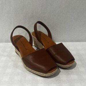 Spanish Sandle Co. Caramel Espadrille Wedge Leather Women’s Sandals Size 7.5